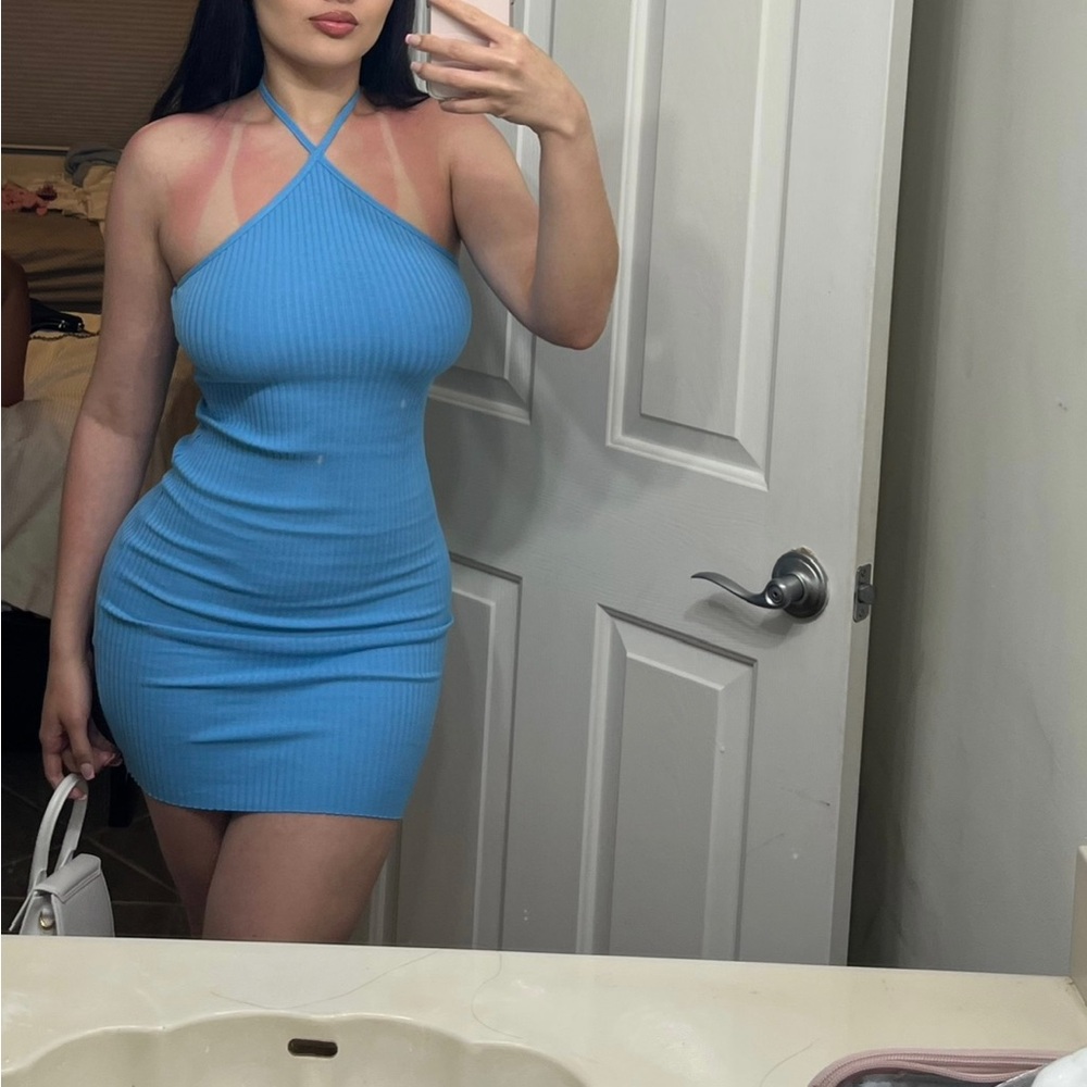 blue zara dress